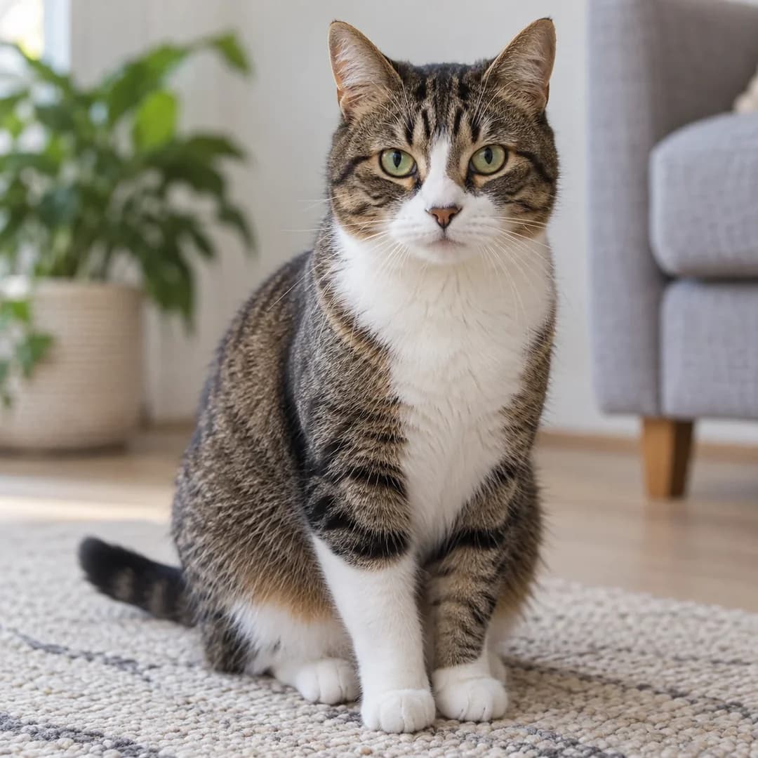 تصویر گربه نژاد گربه خانگی موکوتاه (Domestic Shorthair) در دوره میان‌سال و جوانی - وقار و توانایی بدنی در دانشنامه پت همزی
