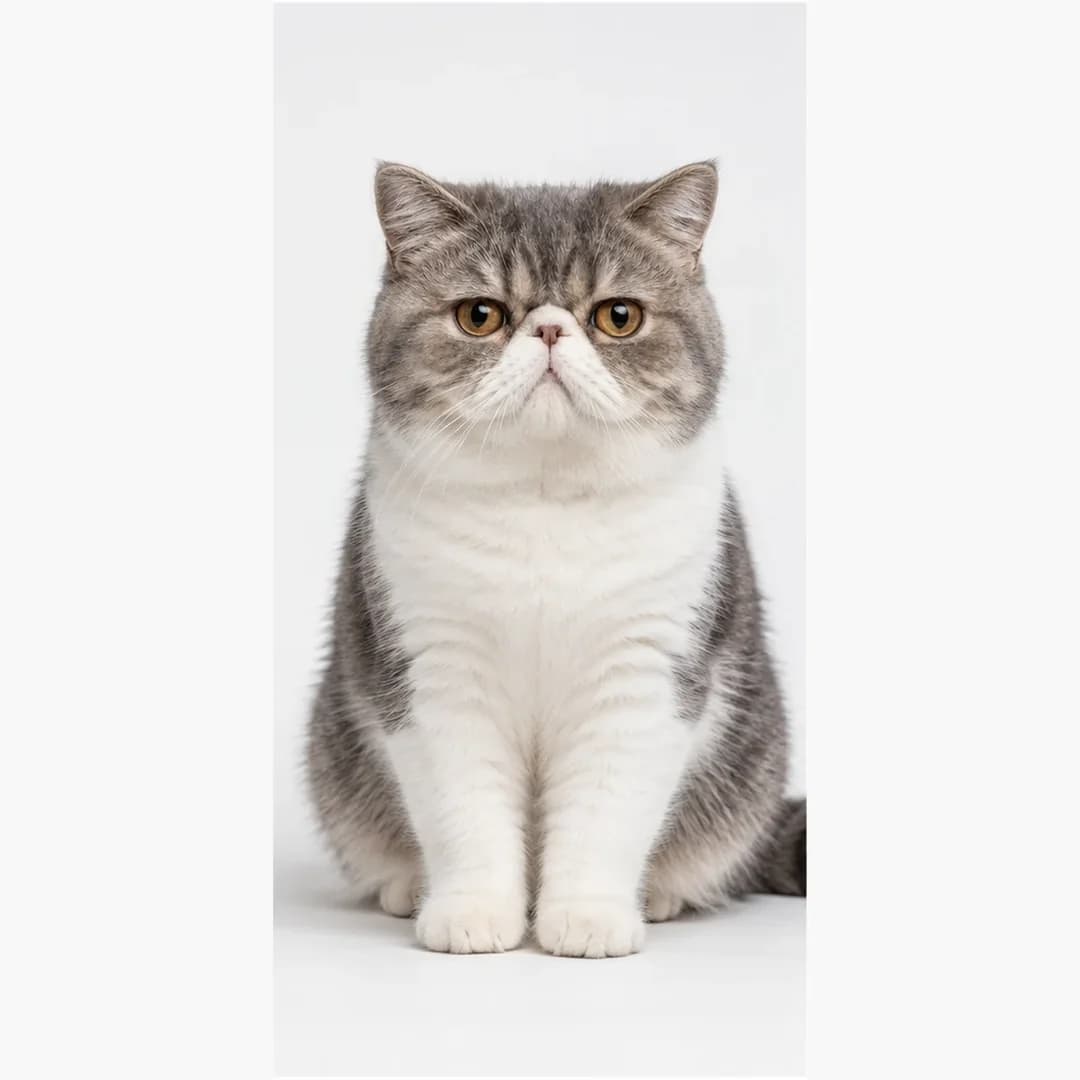 تصویر گربه نژاد اگزوتیک شورت‌هیر (Exotic Shorthair) در دوره میان‌سال و جوانی - وقار و توانایی بدنی در دانشنامه پت همزی