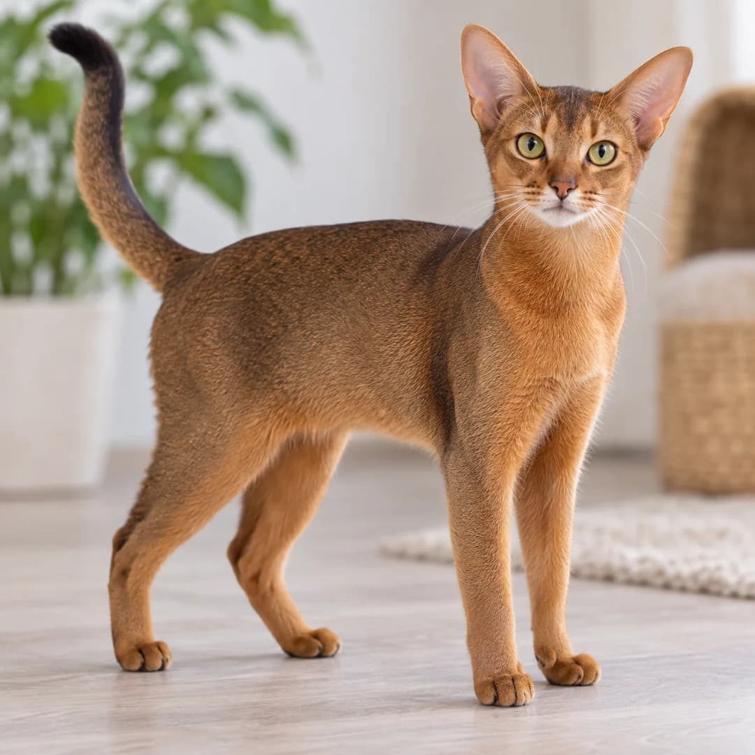 تصویر گربه نژاد آبیسینیَن (Abyssinian) در دوره میانسال و جوانی - وقار و توانایی بدنی در دانشنامه پت همزی
