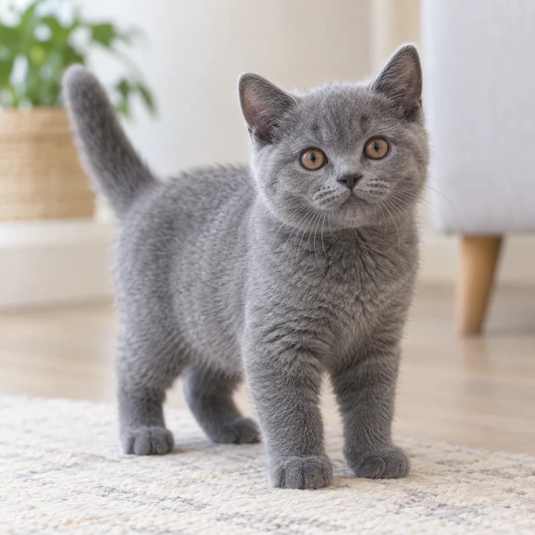تصویر گربه نژاد شارترو (Chartreux) در دوره بچهگربه - ویژگیهای رشد و ظاهر در دانشنامه پت همزی