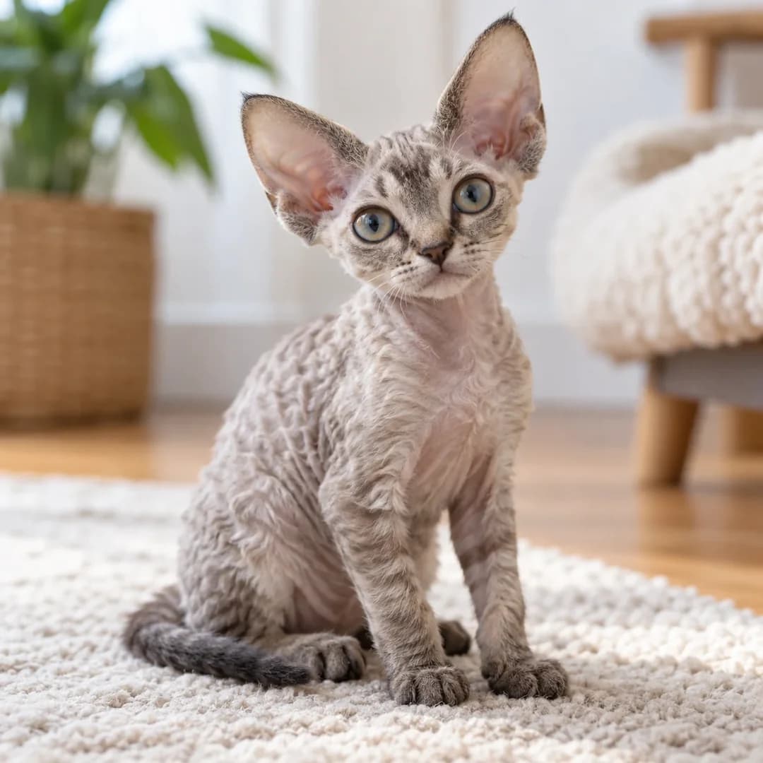 تصویر گربه نژاد دوون رکس (Devon Rex) در دوره بچهگربه - ویژگیهای رشد و ظاهر در دانشنامه پت همزی