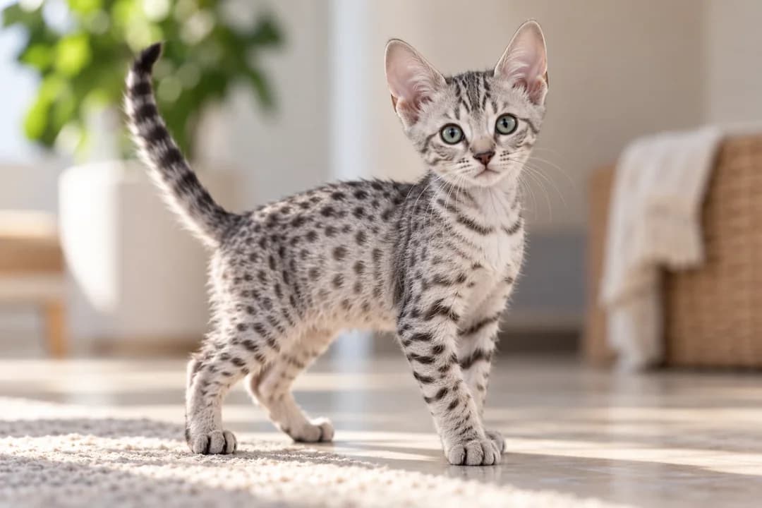 تصویر گربه نژاد ایجپشن ماو (Egyptian Mau) در دوره بچهگربه - ویژگیهای رشد و ظاهر در دانشنامه پت همزی