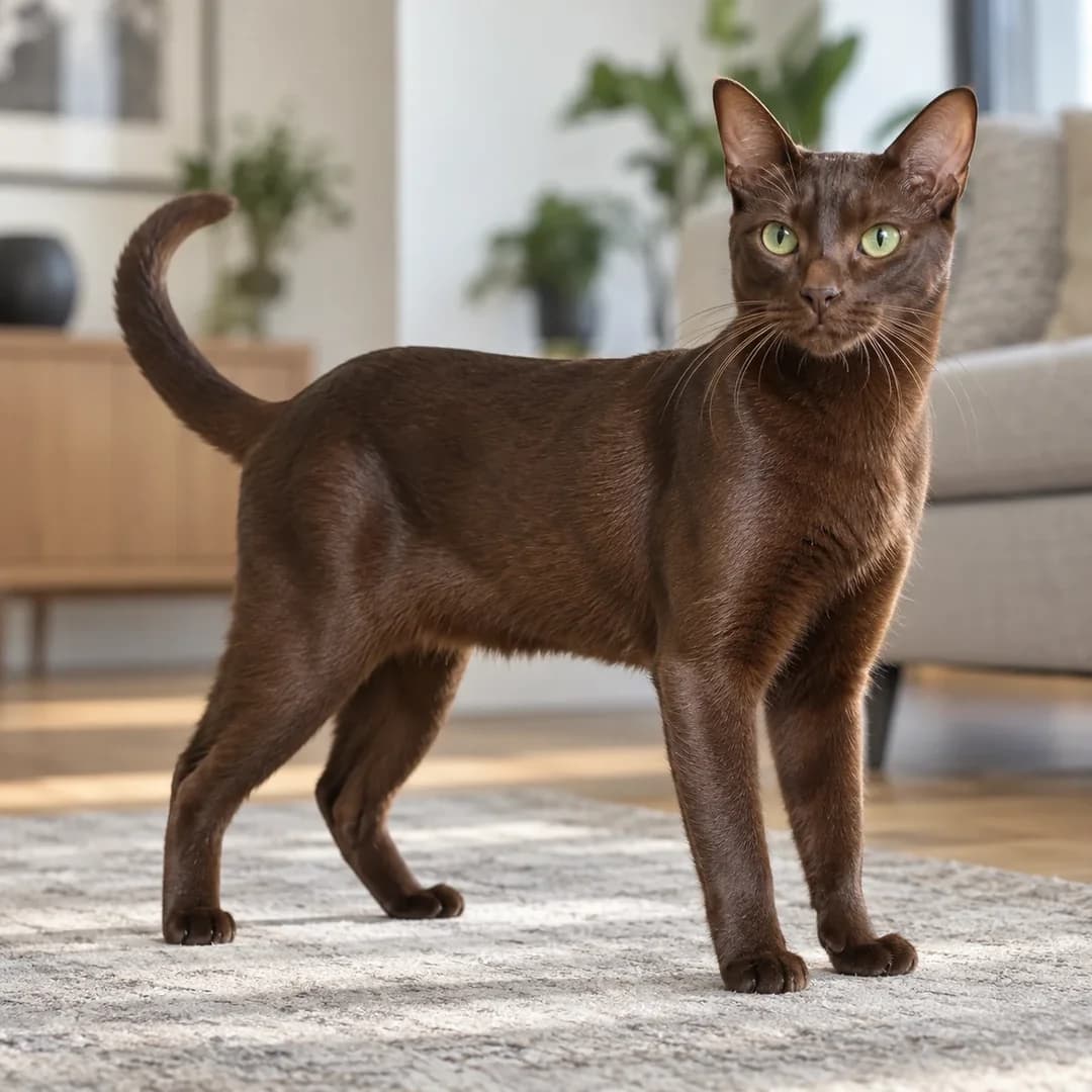 تصویر گربه نژاد هاوانا براون (Havana Brown) در دوره میانسال و جوانی - وقار و توانایی بدنی در دانشنامه پت همزی