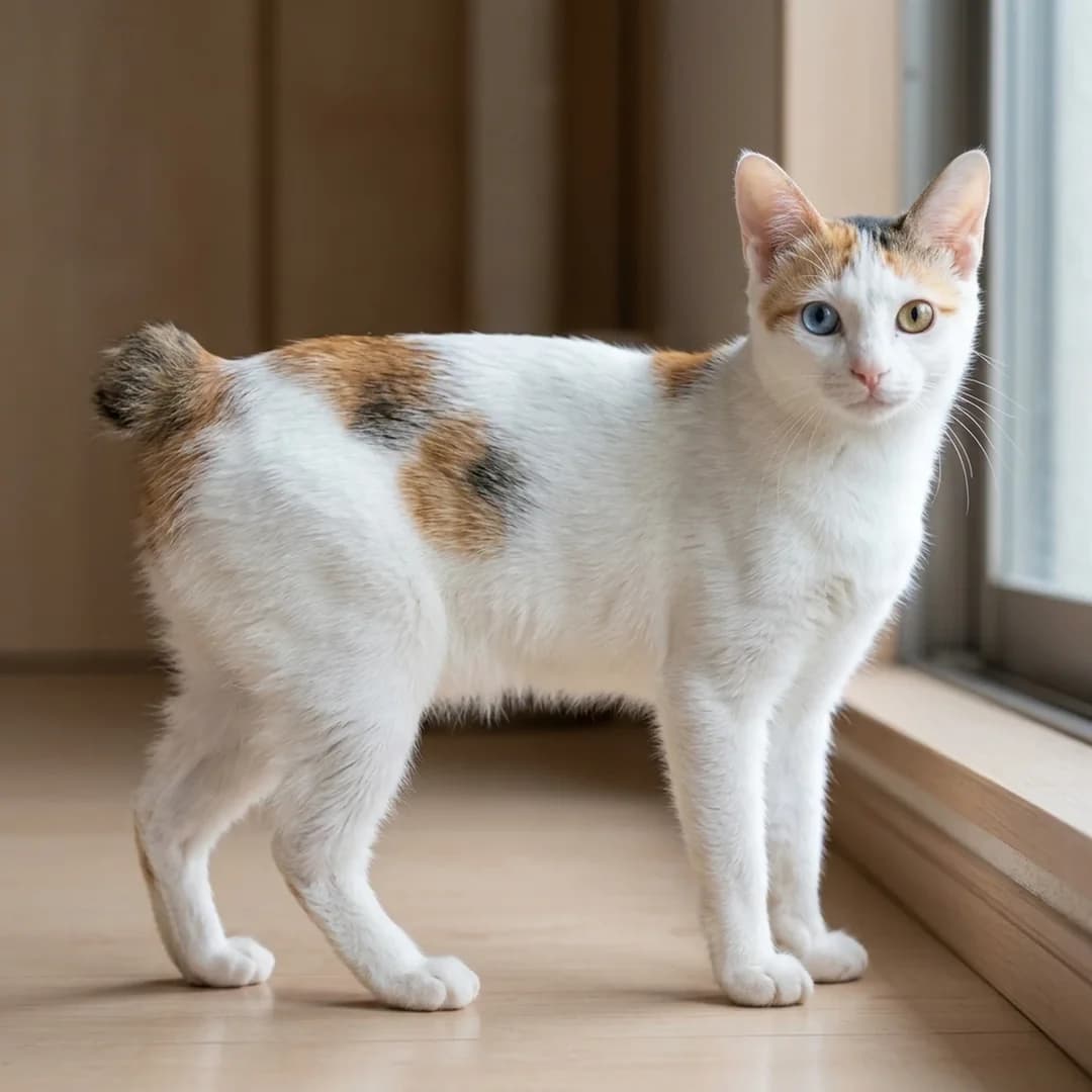 تصویر گربه نژاد جاپنیز بابتیل (Japanese Bobtail) در دوره میانسال و جوانی - وقار و توانایی بدنی در دانشنامه پت همزی